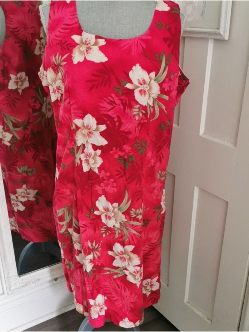 CaribbeanJoe Tropical Coconutgirl Hawaiian Floral Sleeveless ShiftDress Size XL